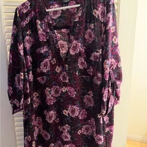 Torrid Floral Blouse - Purple and Black
